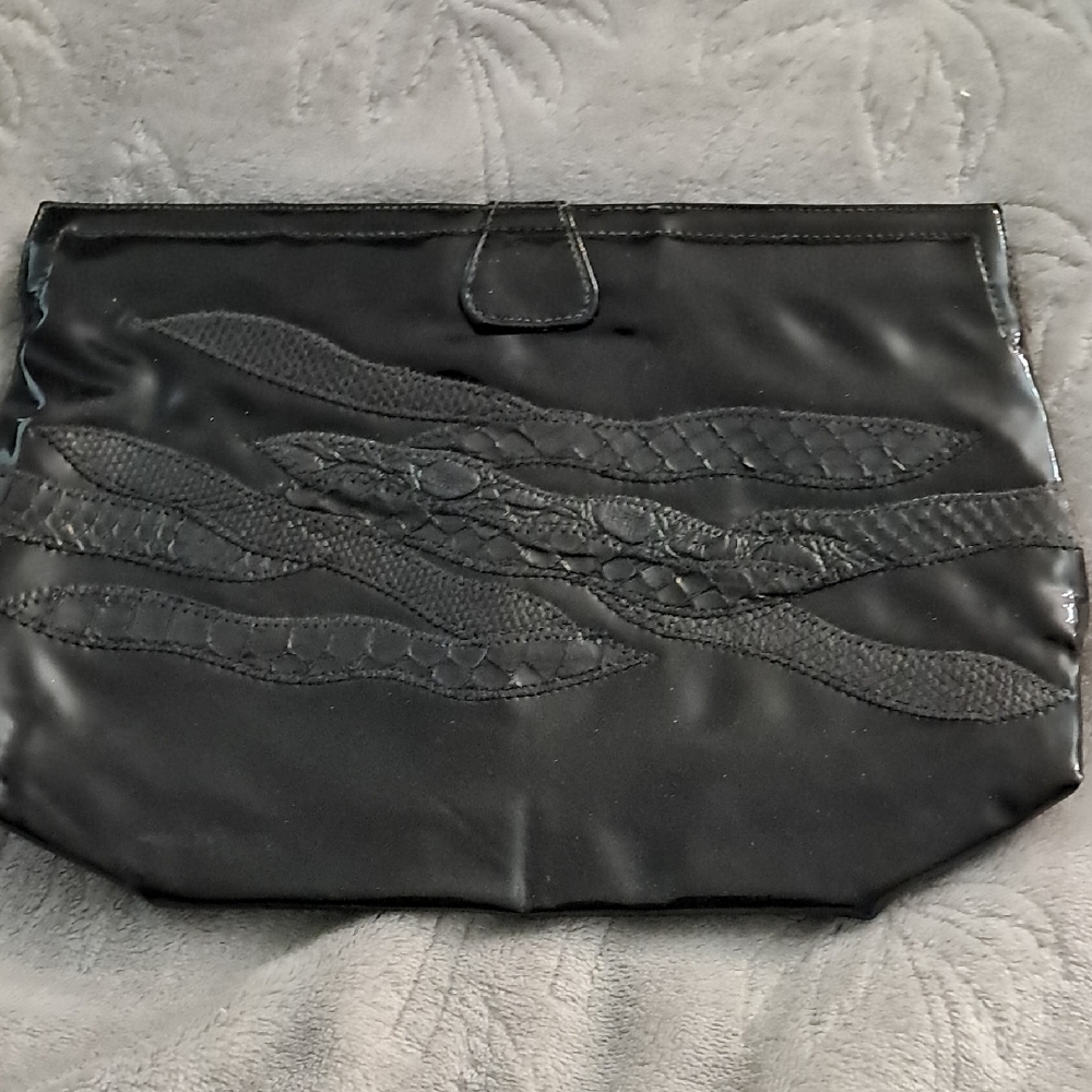 Chic Black Clutch with Textured Design